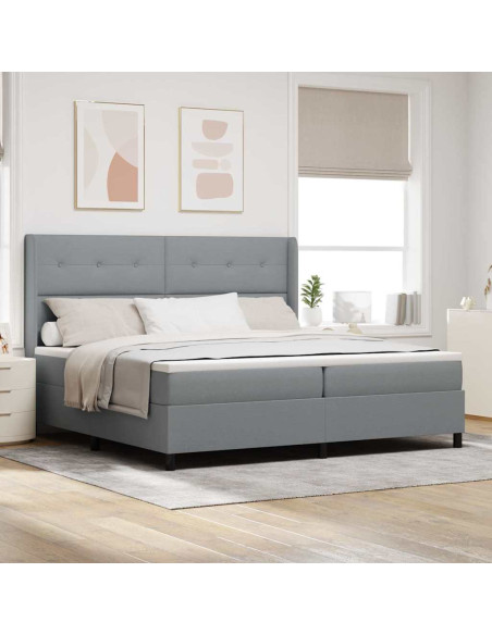 Letto a Sorgente LED Grigio chiaro 200 x 200 cm Tessuto
