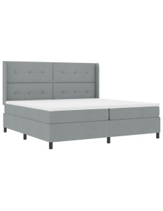Letto a Sorgente LED Grigio chiaro 200 x 200 cm Tessuto 2