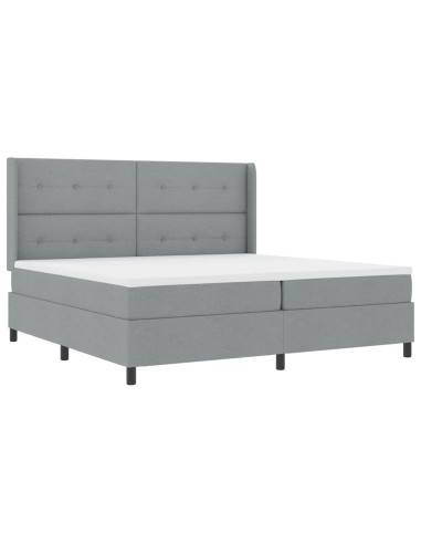 Letto a Sorgente LED Grigio chiaro 200 x 200 cm Tessuto