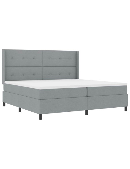 Letto a Sorgente LED Grigio chiaro 200 x 200 cm Tessuto