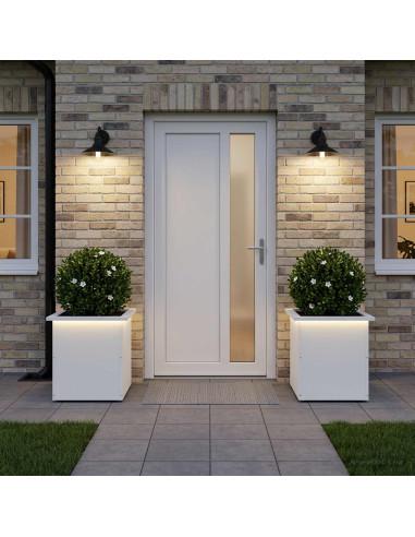 Fioriera da giardino con LED 2 pz Bianco 40 x 40 x 40 cm