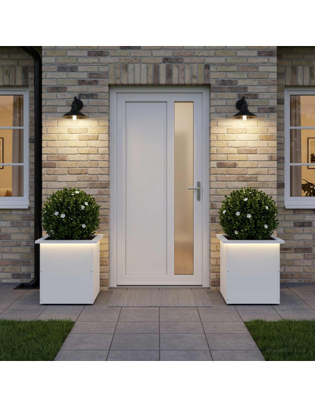 Fioriera da giardino con LED 2 pz Bianco 40 x 40 x 40 cm
