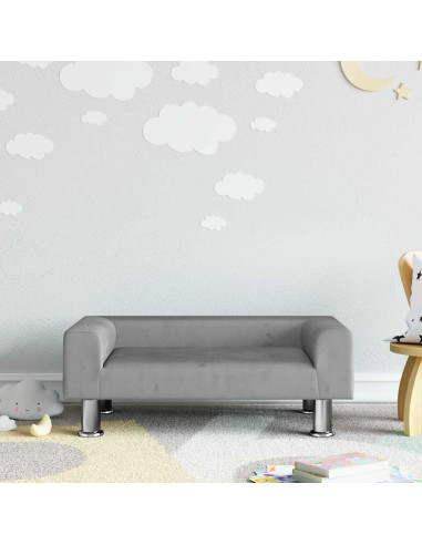 Divano per Bambini Grigio Chiaro 70x45x26,5 cm in Velluto