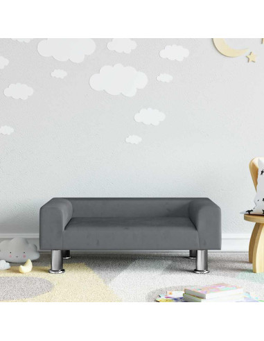 Divano per Bambini Grigio Scuro 70x45x26,5 cm in Velluto