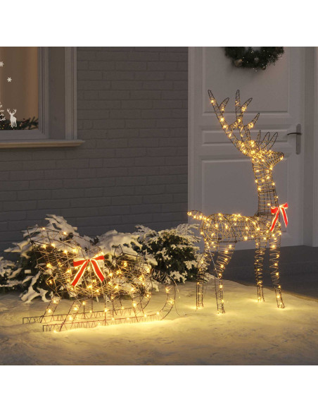 Slitta trainata da renna Bianco caldo 70 x 26 x 129 cm Rattan