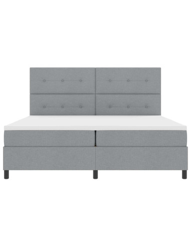 Letto a molle con testiera Grigio chiaro 200 x 200 cm Tessuto