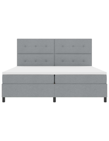 Letto a molle con testiera Grigio chiaro 200 x 200 cm Tessuto