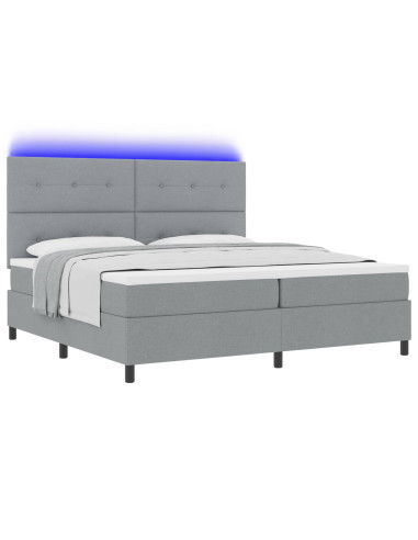 Letto a molle con testiera Grigio chiaro 200 x 200 cm Tessuto