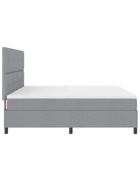 Letto a molle con testiera Grigio chiaro 200 x 200 cm Tessuto