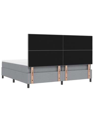 Letto a molle con testiera Grigio chiaro 200 x 200 cm Tessuto