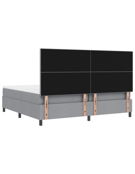 Letto a molle con testiera Grigio chiaro 200 x 200 cm Tessuto