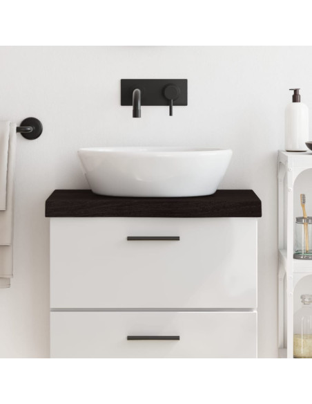 Piano Bagno Marrone Scuro 60x30x(2-6)cm Legno Massello Trattato