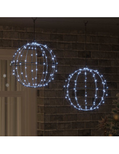 Palla 2 pz 192 LED Bianco freddo 40,5 x 40,5 x 42 cm Metallo