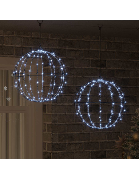 Palla 2 pz 192 LED Bianco freddo 40,5 x 40,5 x 42 cm Metallo