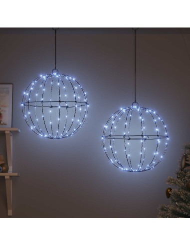 Palla 2 pz 192 LED Bianco freddo 40,5 x 40,5 x 42 cm Metallo
