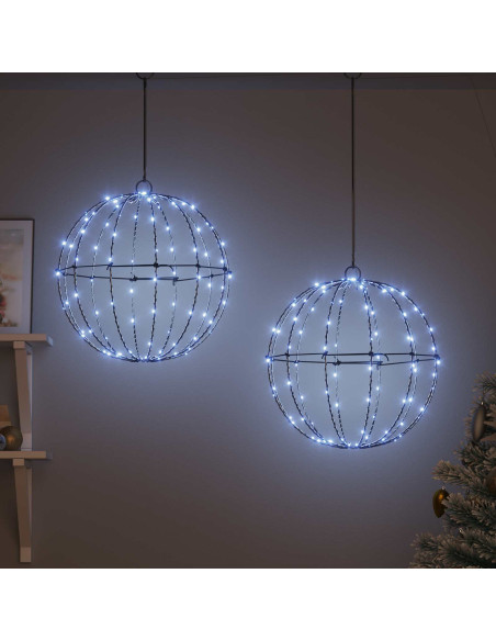 Palla 2 pz 192 LED Bianco freddo 40,5 x 40,5 x 42 cm Metallo