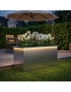 Fioriera da giardino con LED Argento 40 x 80 x 40 cm