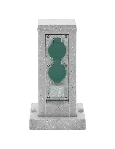 Presa Esterno Picchetto 4Vie Grigio Effetto Pietra 16x16x29,5cm