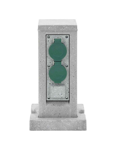 Presa Esterno Picchetto 4Vie Grigio Effetto Pietra 16x16x29,5cm