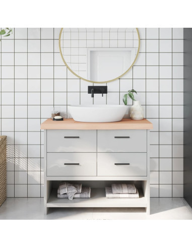 Piano Bagno 100x40x(2-6) cm in Legno Massello Non Trattato