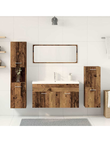 Set Mobili da Bagno 5 pz Legno Antico in Legno Multistrato