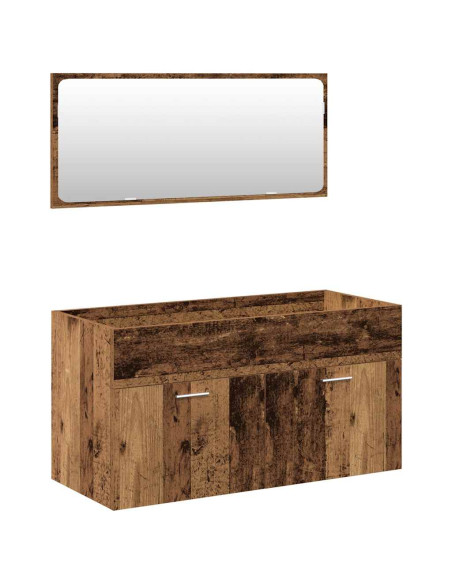 Set Mobili da Bagno 5 pz Legno Antico in Legno Multistrato