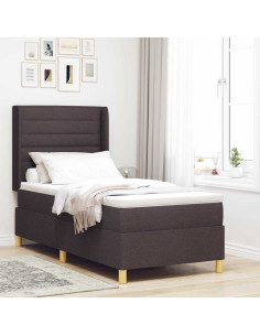 Letto a molle con strisce LED Marrone 80 x 200 cm Tessuto