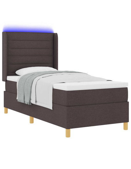 Letto a molle con strisce LED Marrone 80 x 200 cm Tessuto