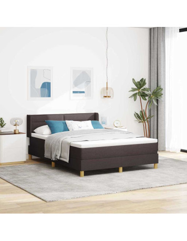 Letto a molle con materasso Marrone Scuro 190 x 140 cm Tessuto