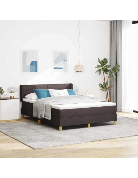 Letto a molle con materasso Marrone Scuro 190 x 140 cm Tessuto