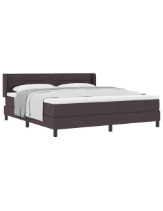 Letto a molle con testiera Marrone Scuro 200 x 180 cm Tessuto