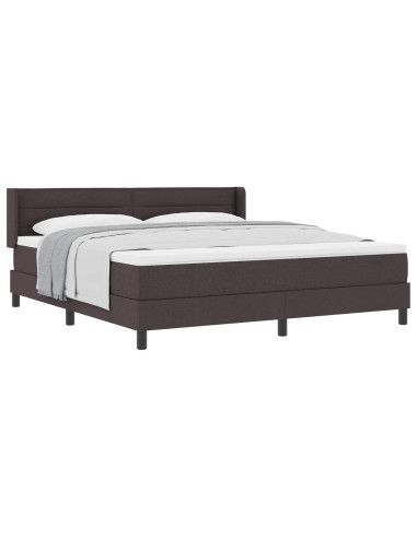 Letto a molle con testiera Marrone Scuro 200 x 180 cm Tessuto