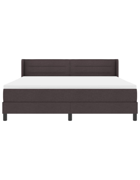Letto a molle con testiera Marrone Scuro 200 x 180 cm Tessuto