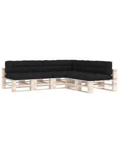 Cuscini per Divano su Pallet 7 pz Neri 2