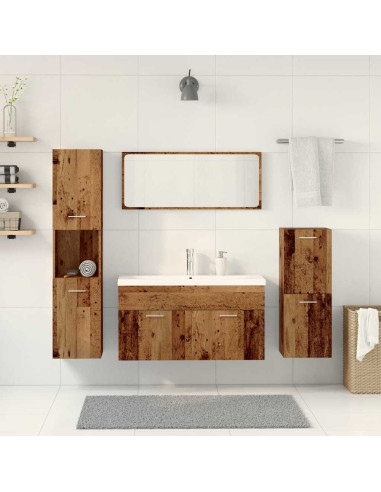 Set Mobili da Bagno 5 pz Legno Antico in Legno Multistrato