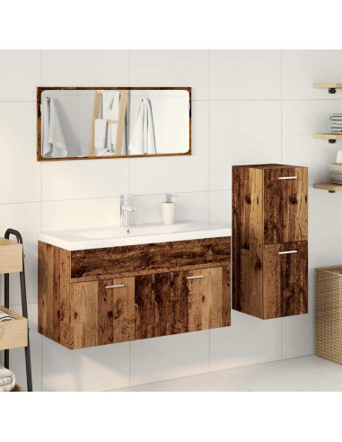 Set Mobili da Bagno 4 pz Legno Antico in Legno Multistrato