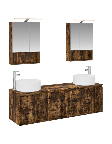 Set di Armadi da Bagno 5 pcs Rovere Fumo Legno ingegnerizzato