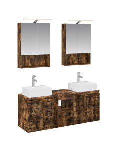 Set di Armadi da Bagno 5 pcs Rovere Fumo Legno ingegnerizzato