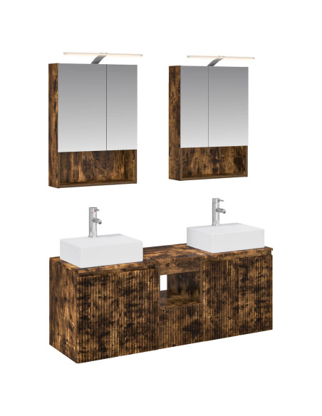 Set di Armadi da Bagno 5 pcs Rovere Fumo Legno ingegnerizzato