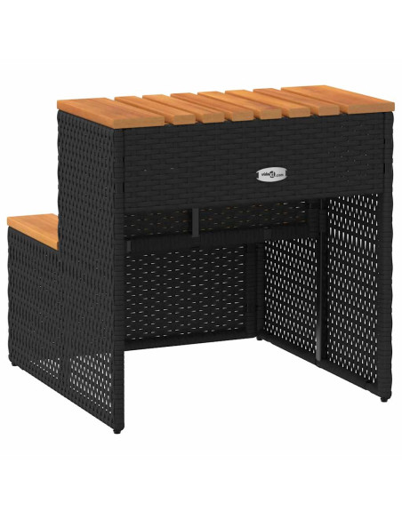Bordo per Vasca Idromassaggio Nero Polyrattan&Massello Acacia