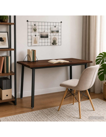 Tavolo da pranzo con bordo vivo 140 x 90 x 75 cm Marrone Scuro