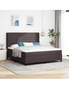 Letto a Sorgente LED Marrone Scuro 180 x 200 cm Tessuto