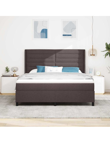 Letto a Sorgente LED Marrone Scuro 180 x 200 cm Tessuto