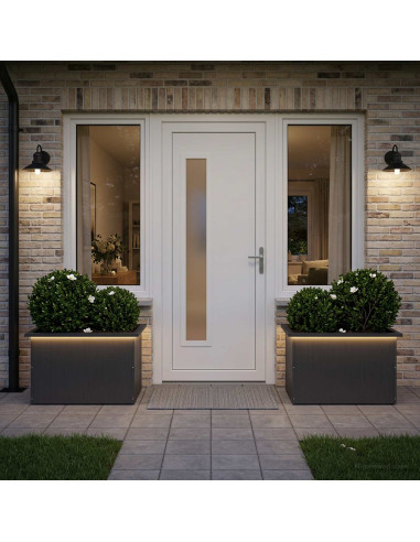 Fioriera da giardino con LED 2 pz Nero 40 x 60 x 40 cm Acciaio