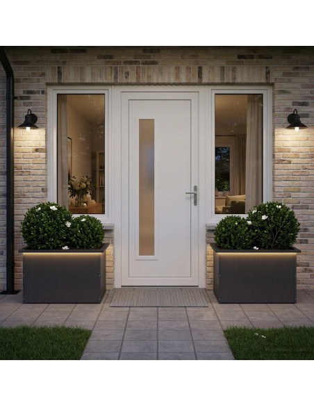 Fioriera da giardino con LED 2 pz Nero 40 x 60 x 40 cm Acciaio