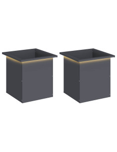 Fioriera da giardino con LED 2 pz Antracite 40 x 40 x 40 cm 2