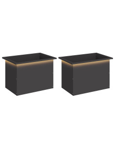 Fioriera da giardino con LED 2 pz Nero 40 x 60 x 40 cm Acciaio 2