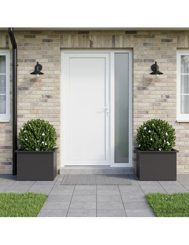 Fioriera da giardino con LED 2 pz Nero 40 x 60 x 40 cm Acciaio