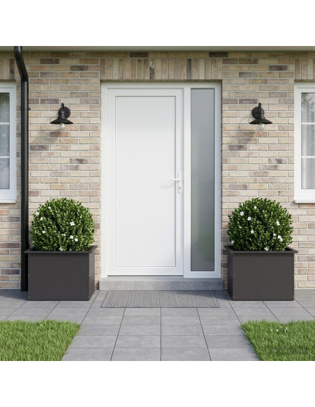 Fioriera da giardino con LED 2 pz Nero 40 x 60 x 40 cm Acciaio