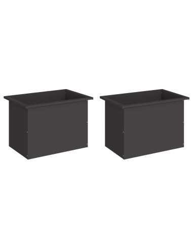 Fioriera da giardino con LED 2 pz Nero 40 x 60 x 40 cm Acciaio